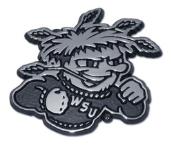 wichita state university shockers logo shiny chrome auto emblem usa made - £24.08 GBP