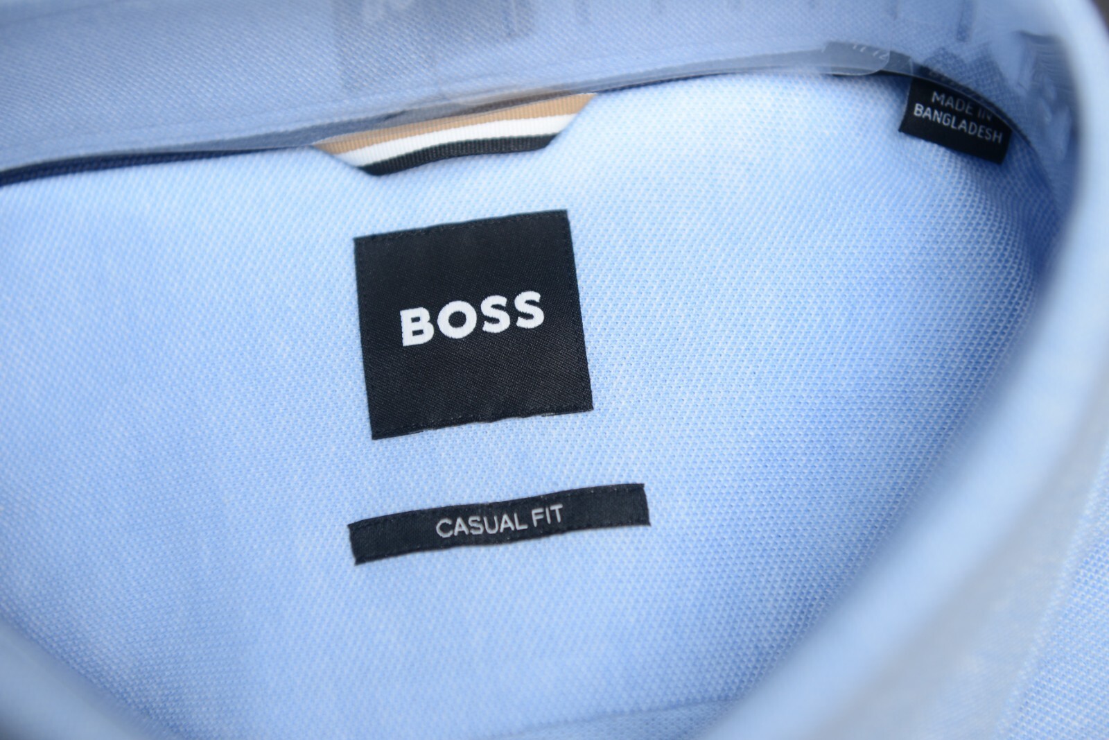 HUGO BOSS Uomo Hal Kent Casual Fit Blu Pastello Jersey Cotone Camicia 41 Item image 3