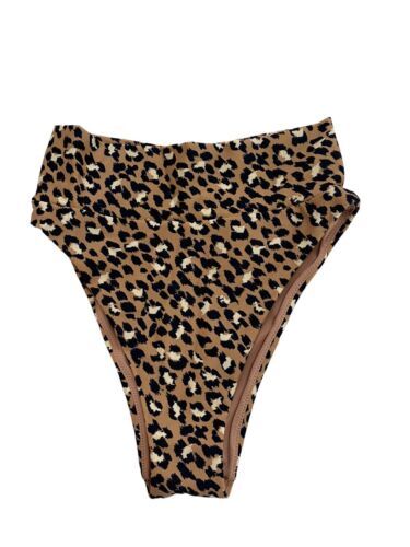 Primary image for Aerie XS Hi Cut Cheeky Swim Bikini Bottoms Leopard Animal Print Womens NEW