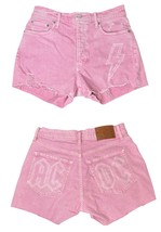 Lucky Brand AC DC Womens High Rise Mom Pink Denim Jean Shorts Rock &amp; Rol... - $28.70