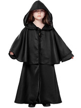 Girl&#39;s Black Hooded Cloak Cape Robe - Ties at Neck - Girl&#39;s Size: L - £12.91 GBP