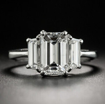 Emerald Cut 2.70Ct Simulated Diamond Engagement Ring 14K White Gold in Size 8.5 - £165.09 GBP