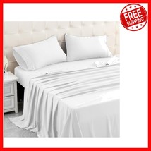 Modern White Full Bed Sheet Set - 4 Piece, Soft &amp; Breathable with Deep P... - $26.18