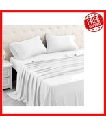 Modern White Full Bed Sheet Set - 4 Piece, Soft &amp; Breathable with Deep P... - €22,63 EUR