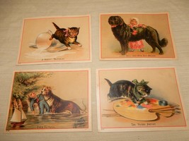 Awesome set of 4 vintage victorian era blank trade cards- loyal pets.  A9 - $380.72 MXN