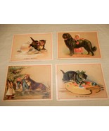 Awesome set of 4 vintage victorian era blank trade cards- loyal pets.  A9 - $20.00