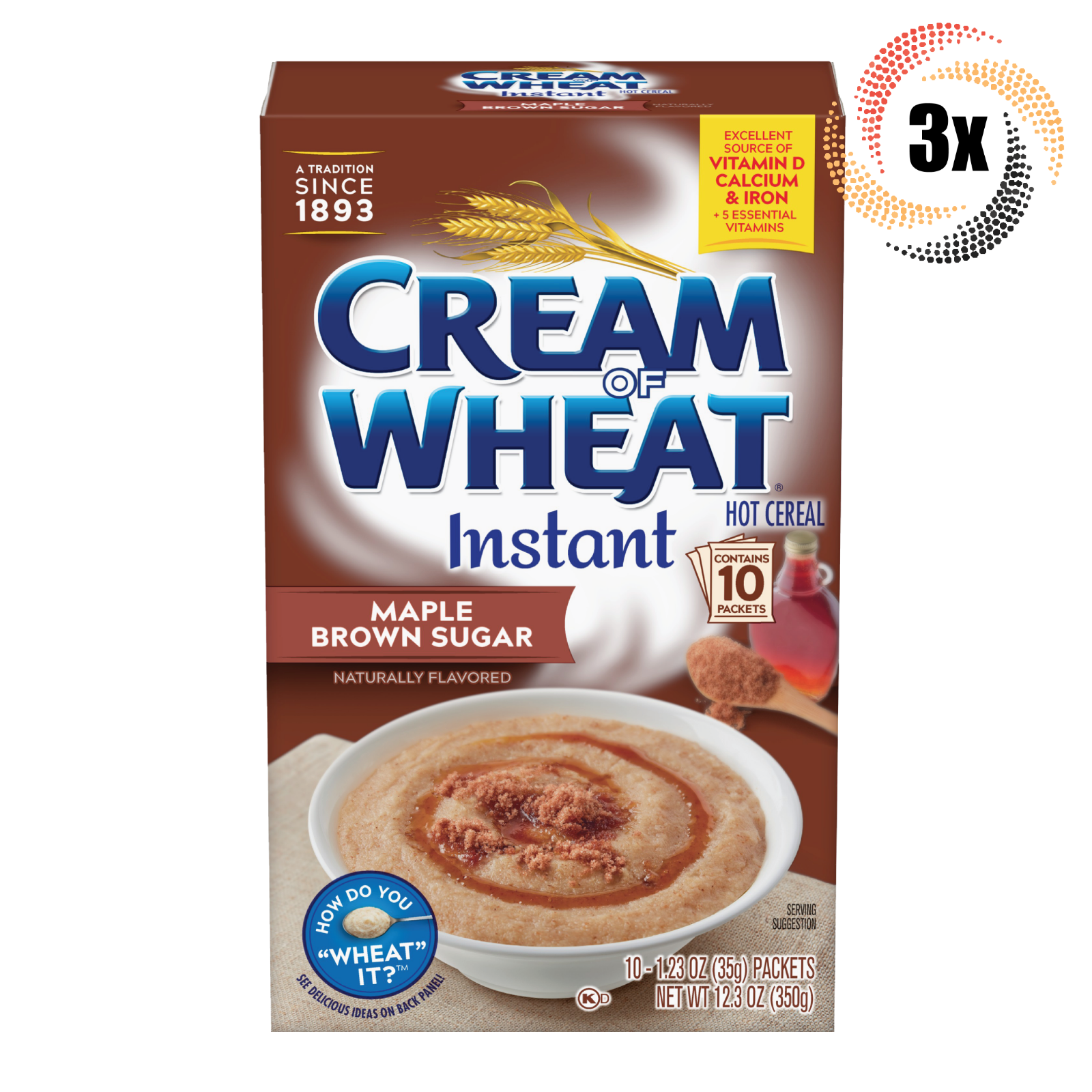 3x Box Cream Of Wheat Maple Brown Sugar Instant Cereal | 12oz | 10 Packe... - $37.74