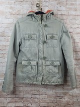 Vintage Bongo Let Me B Woman Jacket Medium Gray Military Style Hooded Di... - £12.43 GBP