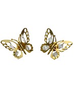 2 Vintage Vicmar 1993 Jeweled Brass Butterflies Wall Decor MCM Retro Window - $29.89