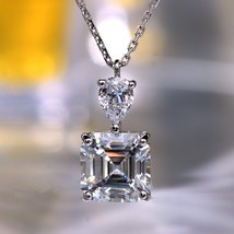 Wong Rain 925 Sterling Silver Asscher Cut Created Moissanite Gemstone Wedding En - £41.39 GBP
