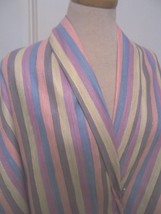 3ydsX 44 In Wide Delicate Pink Yellow Lavender Blue Striped Raw Silk Suit Fabric - £33.97 GBP