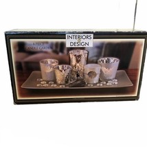 Interiors By Design Glass Candle Holders With Stones &amp; Plate New - £7.03 GBP