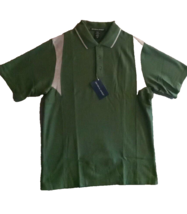 Devon &amp; Jones Mens Short Sleeve Polo Shirt Green Grey Medium Cotton - £11.10 GBP
