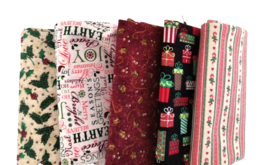 NEW 5 Pieces Jo-Ann Fabrics Christmas Themed 100% Cotton Crafts Quilt Sewing - £9.87 GBP