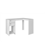 White L-Shaped Office Work Desk From Manhattan Comfort Featuring The Pal... - £99.92 GBP