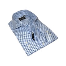 Men&#39;s Shirt Charles TYRWHITT 100% Cotton Cut-away Collar CHT-26 Blue Checker - $49.50