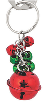 NEW Jingle Bell Christmas Holiday Keychain red &amp; green metal 3 in. w/ 1 ... - £3.15 GBP