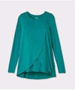 Long Sleeve Round Neck Over Belly Nursing isabel Maternity T-Shirt Teal ... - $17.76 CAD