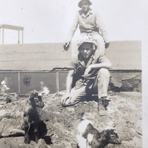 Man on Shoulders Goats Old Original Photo Vintage Photograph Passed by US Army - £7.95 GBP