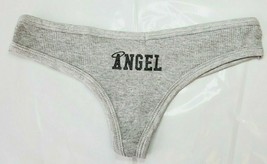 Rue 21 Women&#39;s Cotton Ribbed Thong Panties MEDIUM Gray Angel New - £8.48 GBP