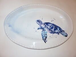 NWT Secret Celebrity Melamine Platter Tray Sea Turtle Ocean Blue White E... - $34.51
