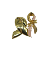 2 Women Cancer Ribbon Pins Avon Pink Breast Cancer Brooch Hat Lapel Gold... - £9.45 GBP