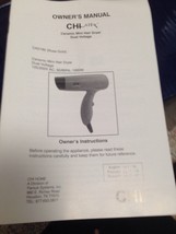 Chi Air Hair Dryer Owners Manual - $24.63