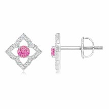 Authenticity Guarantee 
ANGARA Vintage Inspired Pink Sapphire Clover Stud Ear... - £382.66 GBP
