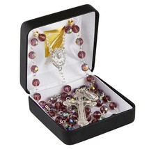 Prague Amethyst Colored Rosary Gift Boxed Italian Made Catholic - £19.97 GBP