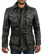 Mens Distressed /biker Motorcycle Distressed black leather button jacket... - £112.00 GBP