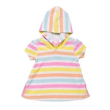Baby girl 6 Months swimsuit coverup terry cloth towel pink yellow stripe - £14.35 GBP