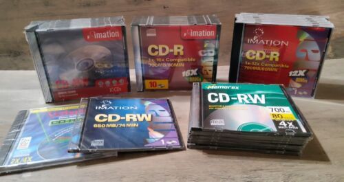 Lot of 35 Blank CD-RW / CD-R 80 Min Rewritable Compact Discs Memorex Imation New - $46.42