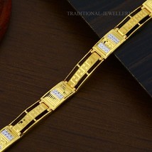 22K Yellow gold Men&#39;s Bracelet Beautifully handcrafted diamond cut design 209 - £2,932.78 GBP+