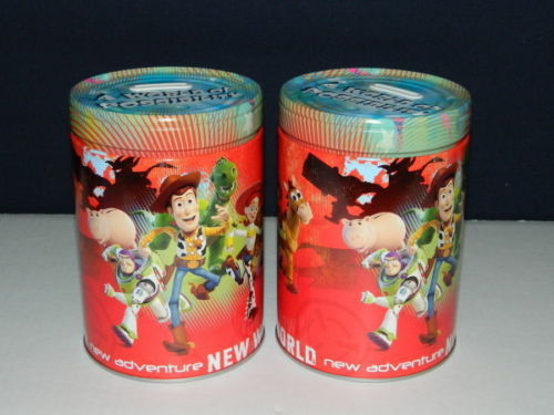 Walt Disney's Toy Story Large Round Illustrated Tin Coin Bank Style B NEW UNUSED - £6.21 GBP