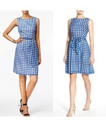 Anne Klein Blue Gingham Checked Midi Dress Women&#39;s Size 14 New - $1,276.16 MXN