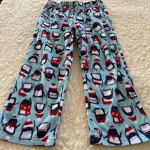 Gymboree Boys Blue Penguins Red Santa Hats Fleece Pajama Pants XS 4 - £4.99 GBP