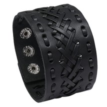 Black Wrap Woven New Fashion Handmade Men Bracelets Male Women Leather Bracelet  - £13.22 GBP