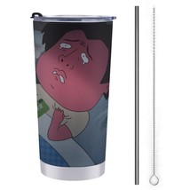 Mondxflaur Red Face Steel Thermal Mug Thermos with Straw for Coffee - £16.74 GBP