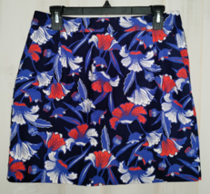 EXCELLENT WOMENS J.CREW RED, WHITE &amp; BLUE FLORAL PRINT LINED SKIRT  SIZE 6 - £19.81 GBP