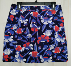 Excellent Womens J.Crew Red, White &amp; Blue Floral Print Lined Skirt Size 6 - £19.81 GBP