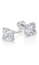 ADIRFINE 925 Sterling Silver Square Princess Cut Screw Back Stud Earrings - £27.03 GBP