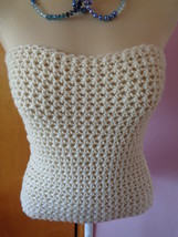 Womens Crochet Homemade Ivory Tube Top or Skirt Small Handmade by Sparkl... - $27.99