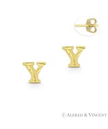 Initial Letter &quot;Y&quot; Petite Baby Stud 14k Yellow Gold Stamping Push-Back E... - $2,511.91 MXN
