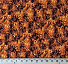 Cotton Fires Flames Gold Golden Yellow Fabric Print by the Yard D471.47 - £9.51 GBP