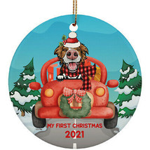 Funny Border Collie Dog Ride Car My First Xmas 2021 Pet Lover Circle Ornament - £15.83 GBP