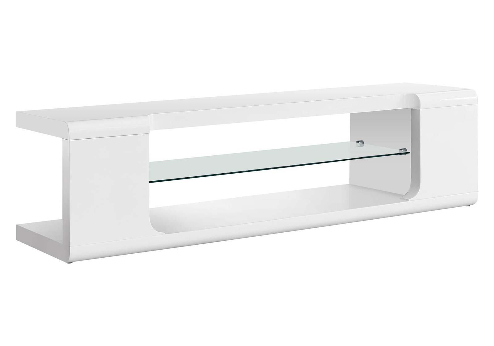 60&quot; Modern TV Stand, Console, Media Center w/ Glass Shelves - White - $209.99
