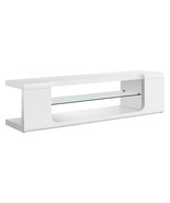 60&quot; Modern TV Stand, Console, Media Center w/ Glass Shelves - White - $3,998.10 MXN