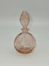 I.W. Rice &amp; Co. 1940s Japan Pink Crackle Glass Perfume Bottle - $71.51 CAD