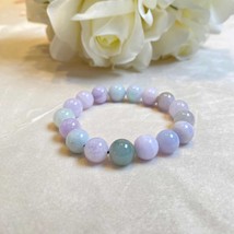 Jade Bead Bracelet, Purple and Green Jadeite Beads Bracelet, Real Burmese Jade B - $1,255.00