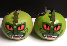 Hyde and Eek! Target Halloween 2021 Green Dinosaur Pumpkin Pair Decor 7&quot;... - $24.99